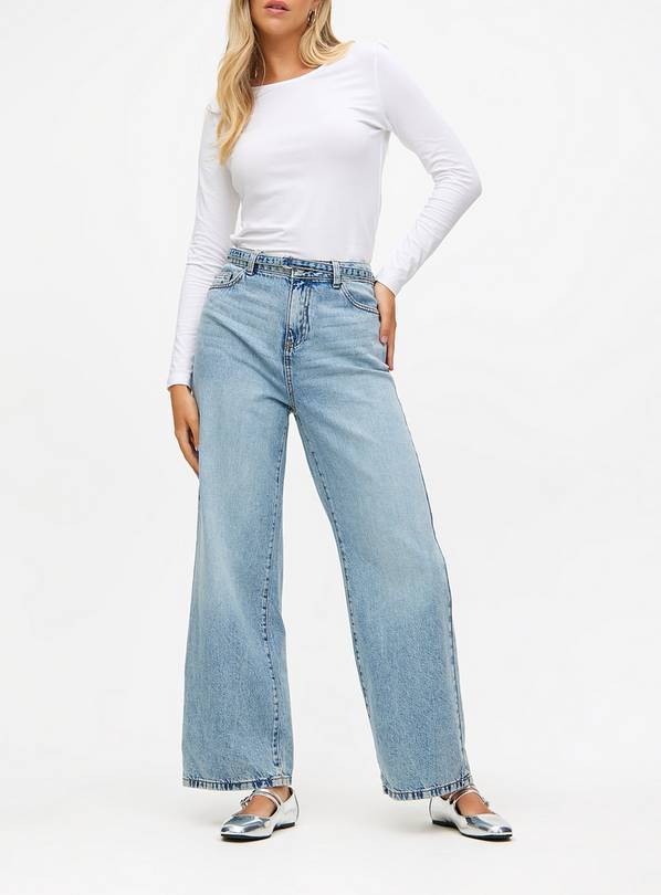 Light Wash Wide Leg Belted Jeans 20R